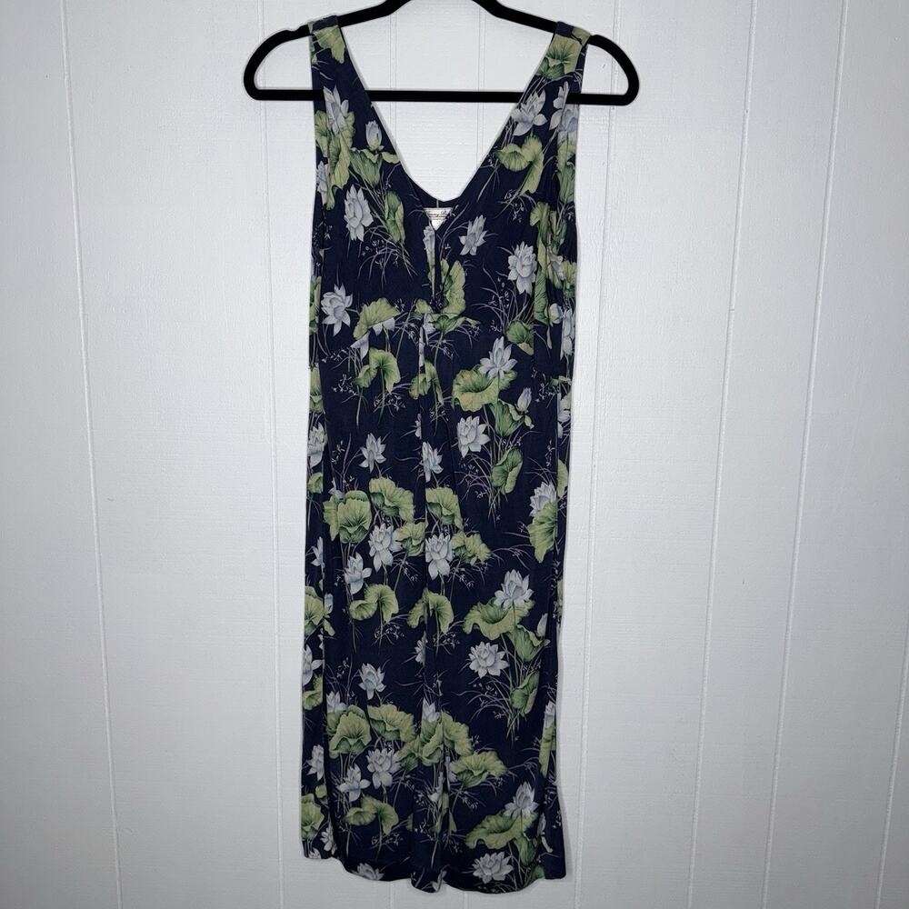 Tommy Bahama Women’s 100% Silk Floral Tank Dress Blue Size Large 12/14